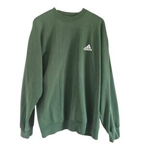 Vintage Adidas 90s Pullover Sweatshirt Green L Distressed Trefoil Embroidered